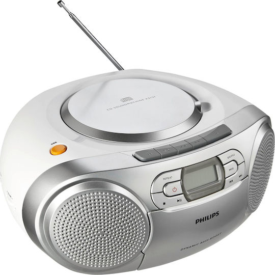 Philips Φορητό Ηχοσύστημα AZ127 με CD / Κασετόφωνο / Ραδιόφωνο σε Ασημί Χρώμα