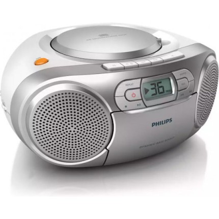 Philips Φορητό Ηχοσύστημα AZ127 με CD / Κασετόφωνο / Ραδιόφωνο σε Ασημί Χρώμα