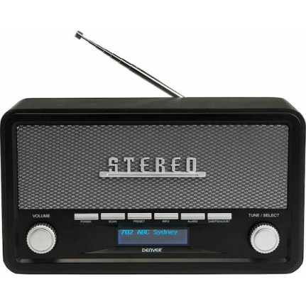 Denver DAB-18 Retro Επιτραπέζιο Ραδιόφωνο Ρεύματος / Μπαταρίας DAB+ με Bluetooth Γκρι
