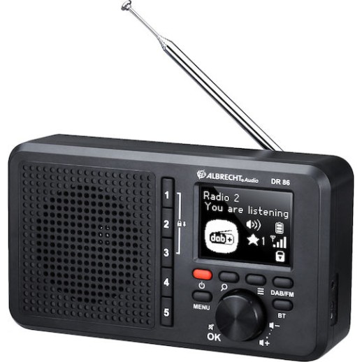 Albrecht DR 86 Φορητό Ραδιόφωνο Επαναφορτιζόμενο DAB+ με USB Μαύρο