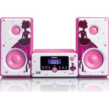 Lenco Ηχοσύστημα 2.0 MC-020 MC-020P 10W με Digital Media Player, WiFi και Bluetooth Ροζ