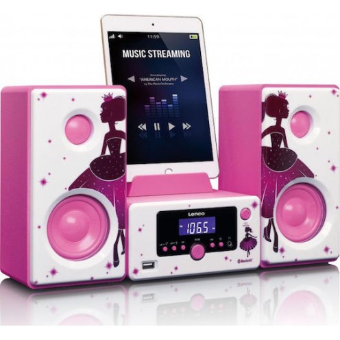 Lenco Ηχοσύστημα 2.0 MC-020 MC-020P 10W με Digital Media Player, WiFi και Bluetooth Ροζ