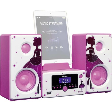 Lenco Ηχοσύστημα 2.0 MC-020 MC-020P 10W με Digital Media Player, WiFi και Bluetooth Ροζ