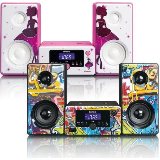 Lenco Ηχοσύστημα 2.0 MC-020 MC-020P 10W με Digital Media Player, WiFi και Bluetooth Ροζ