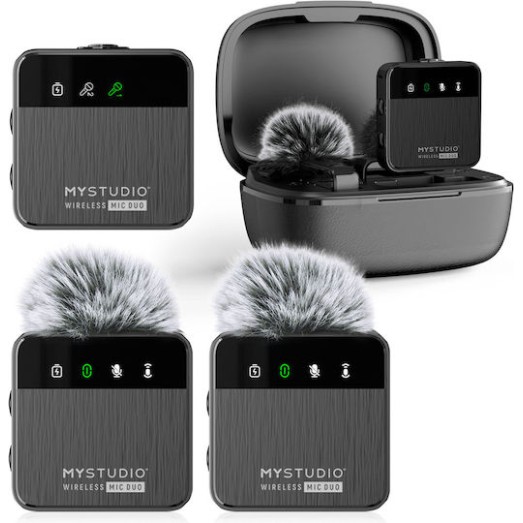 EasyPix MyStudio MIC DUO Σετ Ασύρματο Δυναμικό Μικρόφωνο Πέτου, Clip On για Φωνητικά