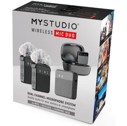 EasyPix MyStudio MIC DUO Σετ Ασύρματο Δυναμικό Μικρόφωνο Πέτου, Clip On για Φωνητικά