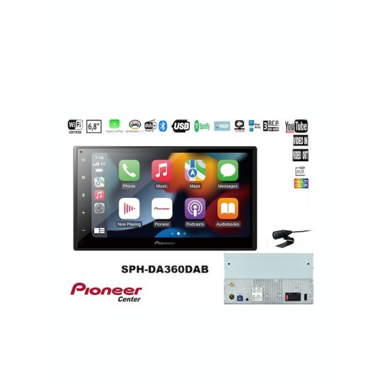 Pioneer Ηχοσύστημα Αυτοκινήτου 2DIN (Bluetooth/USB/WiFi/GPS/Apple-Carplay/Android-Auto) με Οθόνη Αφής 6.8
