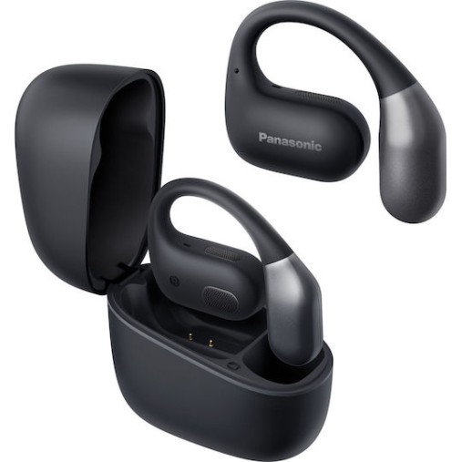 Panasonic RB-F10 Open Ear Bluetooth Handsfree Ακουστικά με Αντοχή στον Ιδρώτα και Θήκη Φόρτισης Μαύρα