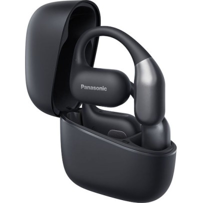 Panasonic RB-F10 Open Ear Bluetooth Handsfree Ακουστικά με Αντοχή στον Ιδρώτα και Θήκη Φόρτισης Μαύρα