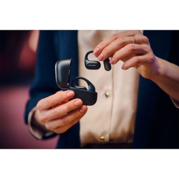Panasonic RB-F10 Open Ear Bluetooth Handsfree Ακουστικά με Αντοχή στον Ιδρώτα και Θήκη Φόρτισης Μαύρα