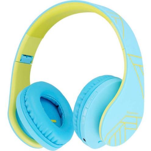 PowerLocus P2 Ασύρματα / Ενσύρματα Παιδικά Over Ear Ακουστικά με Ραδιόφωνο με 20 ώρες Λειτουργίας Blue-Green