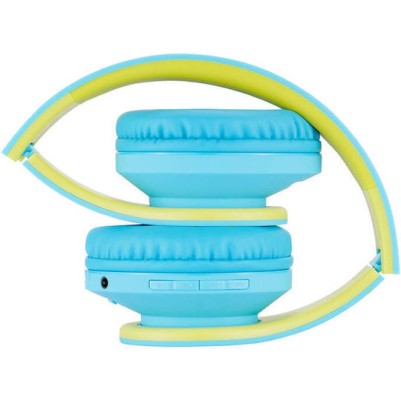PowerLocus P2 Ασύρματα / Ενσύρματα Παιδικά Over Ear Ακουστικά με Ραδιόφωνο με 20 ώρες Λειτουργίας Blue-Green