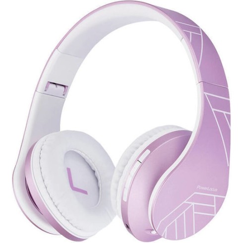 PowerLocus P2 Ασύρματα / Ενσύρματα Παιδικά Over Ear Ακουστικά με Ραδιόφωνο με 20 ώρες Λειτουργίας Pink-White