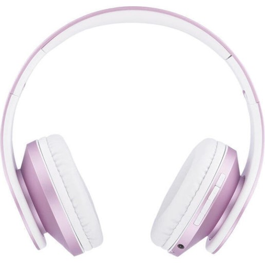 PowerLocus P2 Ασύρματα / Ενσύρματα Παιδικά Over Ear Ακουστικά με Ραδιόφωνο με 20 ώρες Λειτουργίας Pink-White