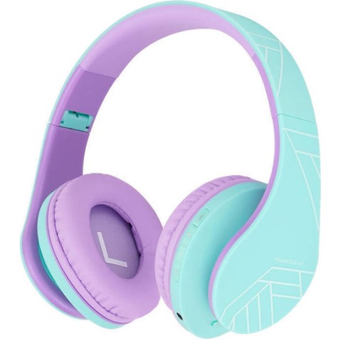 PowerLocus P2 Ασύρματα / Ενσύρματα Παιδικά Over Ear Ακουστικά με Ραδιόφωνο με 20 ώρες Λειτουργίας Blue-Purple