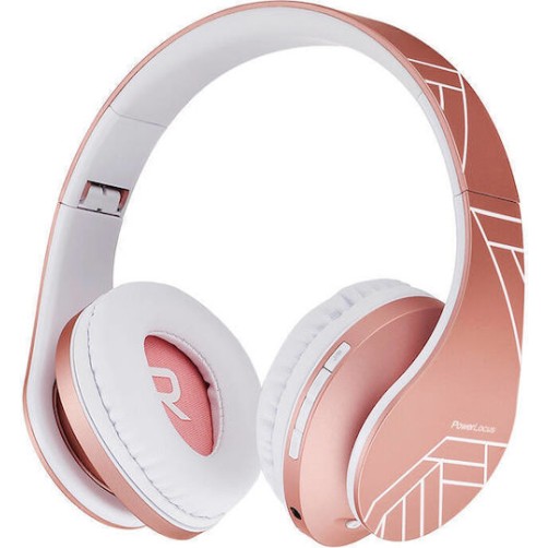 PowerLocus P2 Ασύρματα / Ενσύρματα Παιδικά Over Ear Ακουστικά με Ραδιόφωνο με 20 ώρες Λειτουργίας Rose Gold