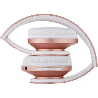 PowerLocus P2 Ασύρματα / Ενσύρματα Παιδικά Over Ear Ακουστικά με Ραδιόφωνο με 20 ώρες Λειτουργίας Rose Gold
