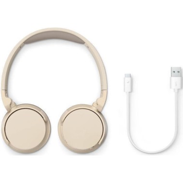 Philips TAH3209BG/00 Ασύρματα / Ενσύρματα On Ear Ακουστικά με 25 ώρες Λειτουργίας και Quick Charge Μπεζ