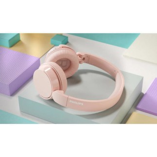 Philips TAH4209 Ασύρματα / Ενσύρματα On Ear Ακουστικά με 55 ώρες Λειτουργίας και Quick Charge Ροζ