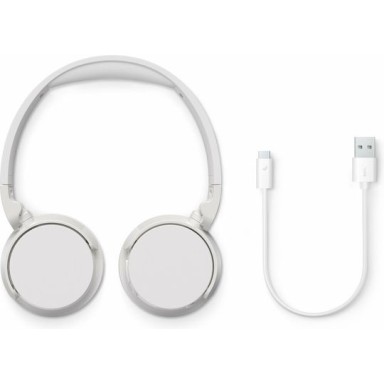 Philips TAH4209 Ασύρματα / Ενσύρματα On Ear Ακουστικά με 55 ώρες Λειτουργίας και Quick Charge Λευκά