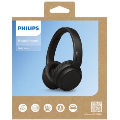 Philips TAH5209 Ασύρματα / Ενσύρματα On Ear Ακουστικά με 65 ώρες Λειτουργίας και Quick Charge Μαύρα