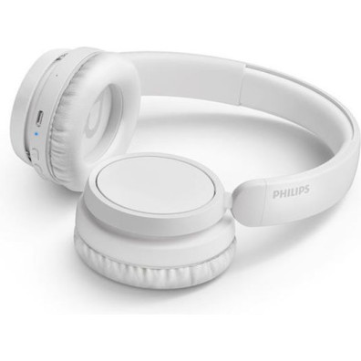 Philips TAH5209 Ασύρματα / Ενσύρματα On Ear Ακουστικά με 65 ώρες Λειτουργίας και Quick Charge Λευκά