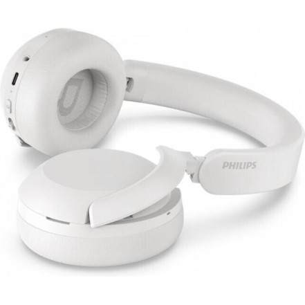 Philips TAH8000E Ασύρματα / Ενσύρματα Over Ear Ακουστικά και Quick Charge Λευκά