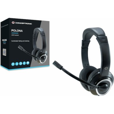 Conceptronic POLONA01B On Ear Multimedia Ακουστικά με μικροφωνο και σύνδεση USB-A