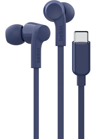 Belkin Rockstar In-ear Handsfree Ακουστικά με Βύσμα USB-C Μπλε