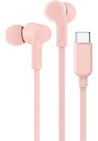 Belkin Rockstar In-ear Handsfree Ακουστικά με Βύσμα USB-C Ροζ