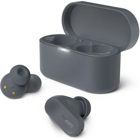 Philips TAT3509 In-ear Bluetooth Handsfree Ακουστικά με Αντοχή στον Ιδρώτα και Θήκη Φόρτισης Γκρι