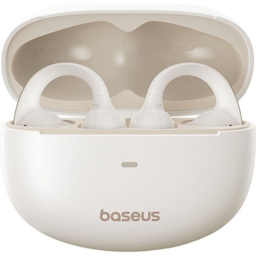 Baseus Bowie MC1 Open Ear Bluetooth Handsfree Ακουστικά με Αντοχή στον Ιδρώτα και Θήκη Φόρτισης Λευκά