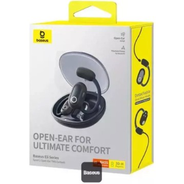 Baseus Eli Sport 1 PM20A Open Ear Bluetooth Handsfree Ακουστικά με Αντοχή στον Ιδρώτα και Θήκη Φόρτισης Μαύρα