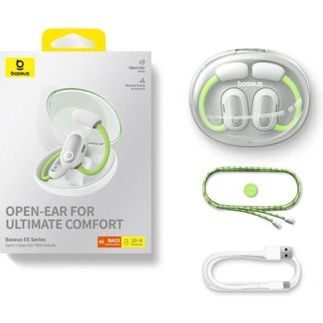 Baseus Eli Sport 1 PM20A Open Ear Bluetooth Handsfree Ακουστικά με Αντοχή στον Ιδρώτα και Θήκη Φόρτισης Μαύρα