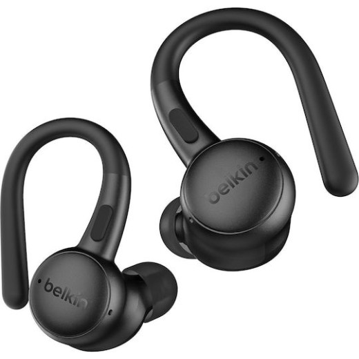 Belkin SoundForm ActiveFit In-ear Bluetooth Handsfree Ακουστικά με Αντοχή στον Ιδρώτα και Θήκη Φόρτισης Μαύρα