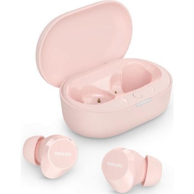 Philips TAT1209 In-ear Bluetooth Handsfree Ακουστικά με Αντοχή στον Ιδρώτα και Θήκη Φόρτισης Ροζ