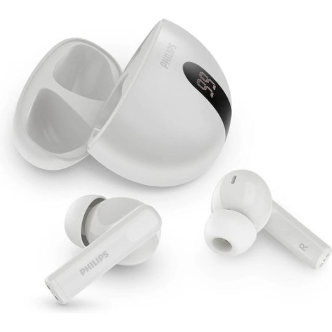 Philips TAT2520WT In-ear Bluetooth Handsfree Ακουστικά με Αντοχή στον Ιδρώτα και Θήκη Φόρτισης Λευκά