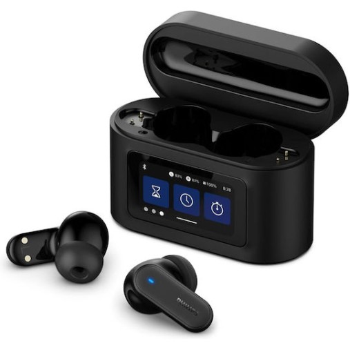 Philips TAT6000 In-ear Bluetooth Handsfree Ακουστικά με Αντοχή στον Ιδρώτα και Θήκη Φόρτισης Μαύρα