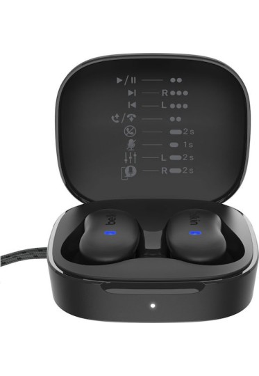 Belkin SoundForm Anywhere Earbud Bluetooth Handsfree Ακουστικά με Αντοχή στον Ιδρώτα και Θήκη Φόρτισης Μαύρα
