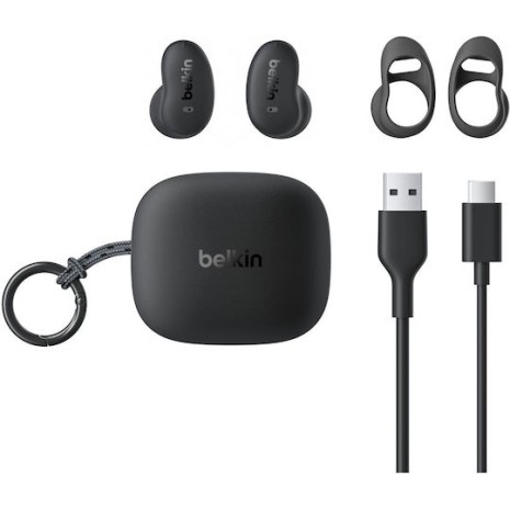 Belkin SoundForm Anywhere Earbud Bluetooth Handsfree Ακουστικά με Αντοχή στον Ιδρώτα και Θήκη Φόρτισης Μαύρα