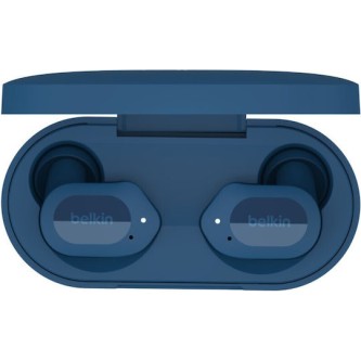 Belkin Soundform Play True In-ear Bluetooth Handsfree Ακουστικά με Αντοχή στον Ιδρώτα και Θήκη Φόρτισης Μπλε