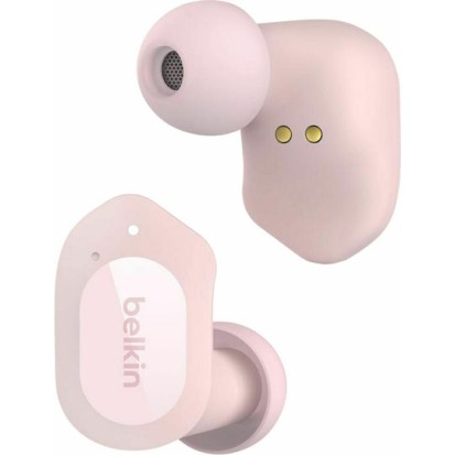Belkin Soundform Play True In-ear Bluetooth Handsfree Ακουστικά με Αντοχή στον Ιδρώτα και Θήκη Φόρτισης Ροζ