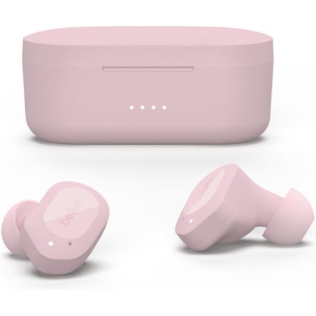 Belkin Soundform Play True In-ear Bluetooth Handsfree Ακουστικά με Αντοχή στον Ιδρώτα και Θήκη Φόρτισης Ροζ