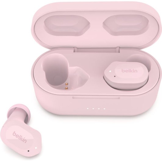 Belkin Soundform Play True In-ear Bluetooth Handsfree Ακουστικά με Αντοχή στον Ιδρώτα και Θήκη Φόρτισης Ροζ