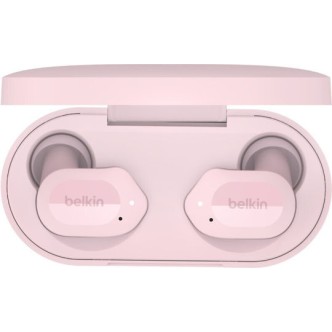 Belkin Soundform Play True In-ear Bluetooth Handsfree Ακουστικά με Αντοχή στον Ιδρώτα και Θήκη Φόρτισης Ροζ