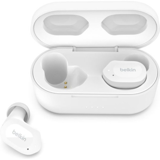 Belkin Soundform Play True In-ear Bluetooth Handsfree Ακουστικά με Αντοχή στον Ιδρώτα και Θήκη Φόρτισης Λευκά