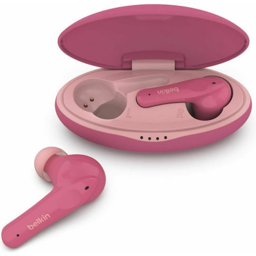 Belkin Soundform Nano In-ear Bluetooth Handsfree Ακουστικά με Αντοχή στον Ιδρώτα και Θήκη Φόρτισης Ροζ