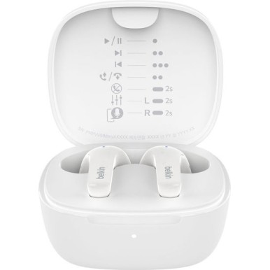Belkin SoundForm Motion In-ear Bluetooth Handsfree Ακουστικά με Αντοχή στον Ιδρώτα και Θήκη Φόρτισης Λευκά