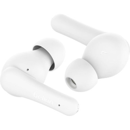 Belkin SoundForm Rhythm In-ear Bluetooth Handsfree Ακουστικά με Αντοχή στον Ιδρώτα και Θήκη Φόρτισης Λευκά