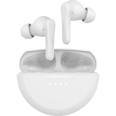 Belkin SoundForm Rhythm In-ear Bluetooth Handsfree Ακουστικά με Αντοχή στον Ιδρώτα και Θήκη Φόρτισης Λευκά
